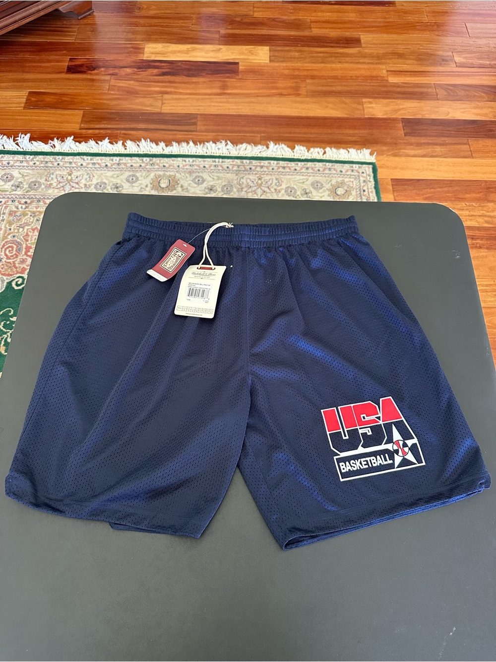 Mitchell & Ness 1992 USA Basketball Shorts Navy Blue Athletic Sportswear Mens XL